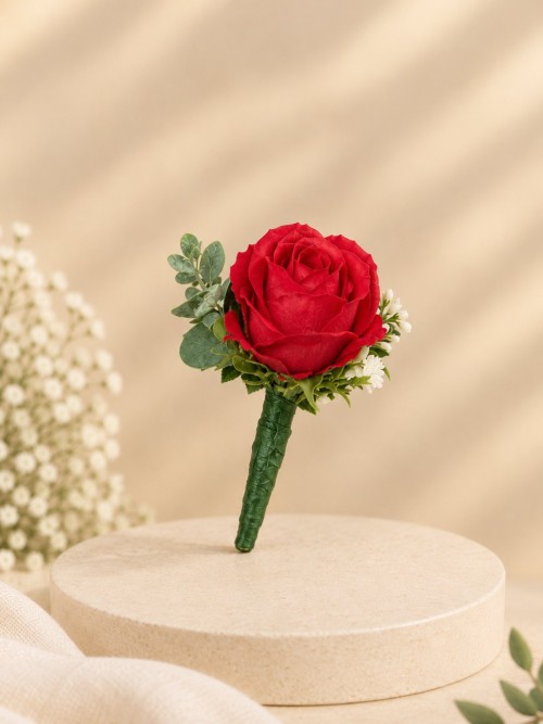 Red rose bouttoniere