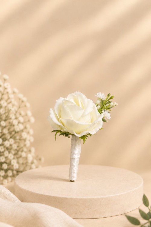 White rose boutonniere